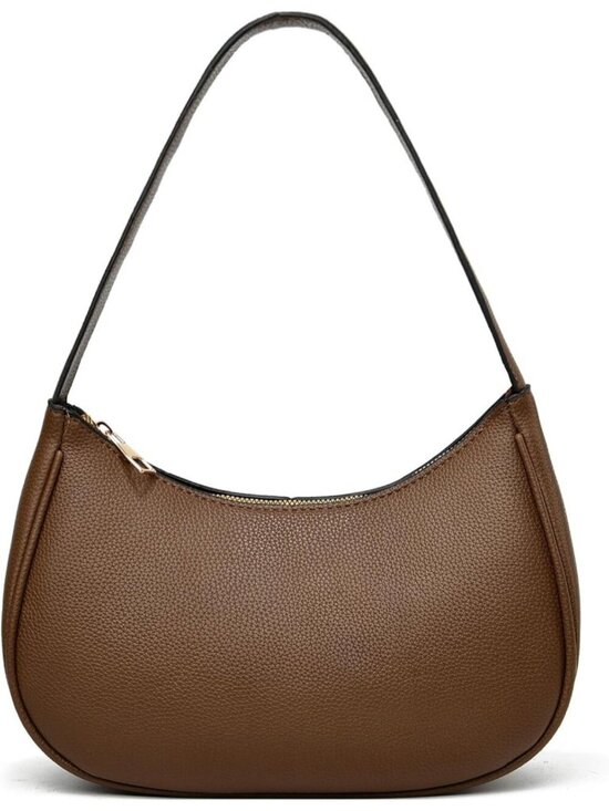 Handbags - Women's Coffee Leather Small Stylish Retro Zipper Classic Clutch Hobo Tote Bags